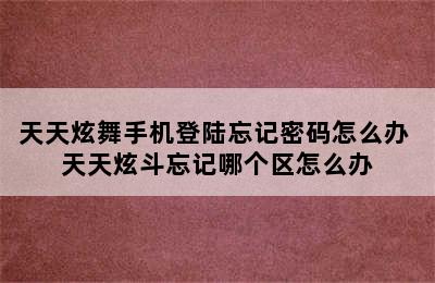 天天炫舞手机登陆忘记密码怎么办 天天炫斗忘记哪个区怎么办